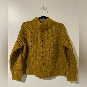 Madewell Mockneck Pullover Sweater Women’s Mustard Yellow Fall Winter Cropped